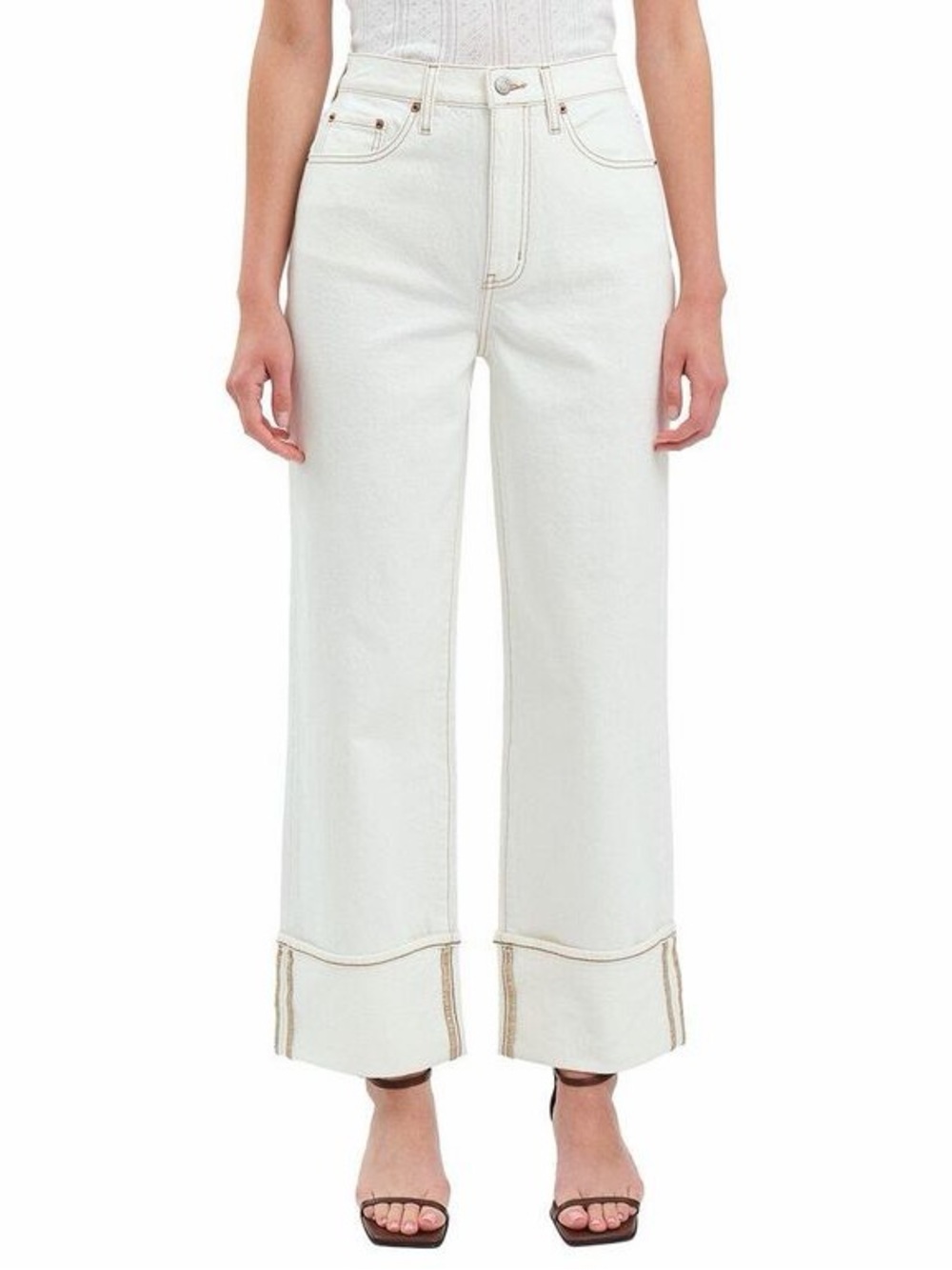 DAZE Eastside Vanilla High Rise Loose Cuffed Jeans 25
